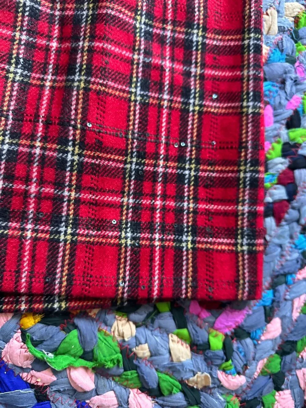 Talbots Red Tartan Plaid Skirt W/ Sequins Womens Size 14 Academia Holiday Preppy